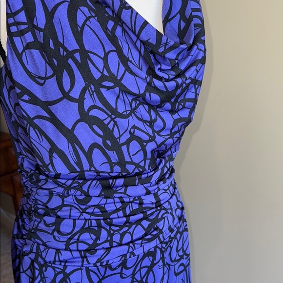 Cleo Dress Black Purple Midi V-Neck Sleeveless Tummy Control Ruched Women's Sz8P - Picture 5 of 14